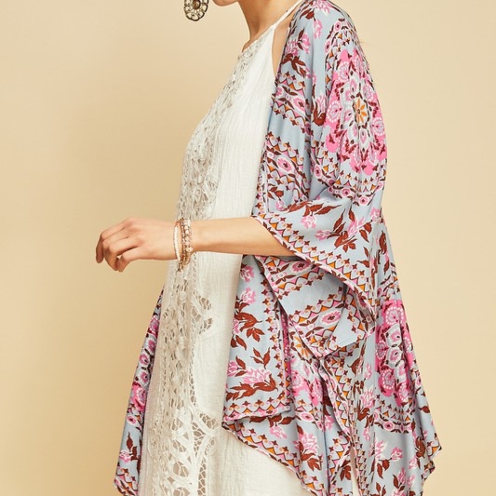 NWT Boho Floral Print Kimono - Picture 3 of 6